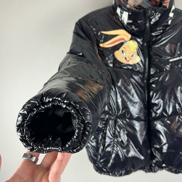 Members Only Space Jam Looney Tunes Black Puffer Jacket Size Large - Picture 5 of 16